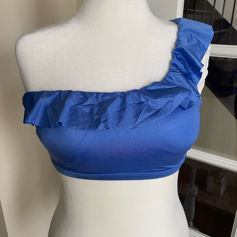 Victoria's Secret Swim Blue 2 Piece Bikini Ruffle One Shoulder Large
